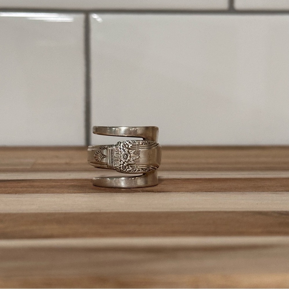 Antique Silver Fork Wrap Ring Approximately Size 9 - image 1